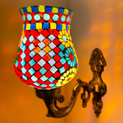 DEVBEADS Multi-Color Wall Bracket Glass Mosaic Lamp 17cm